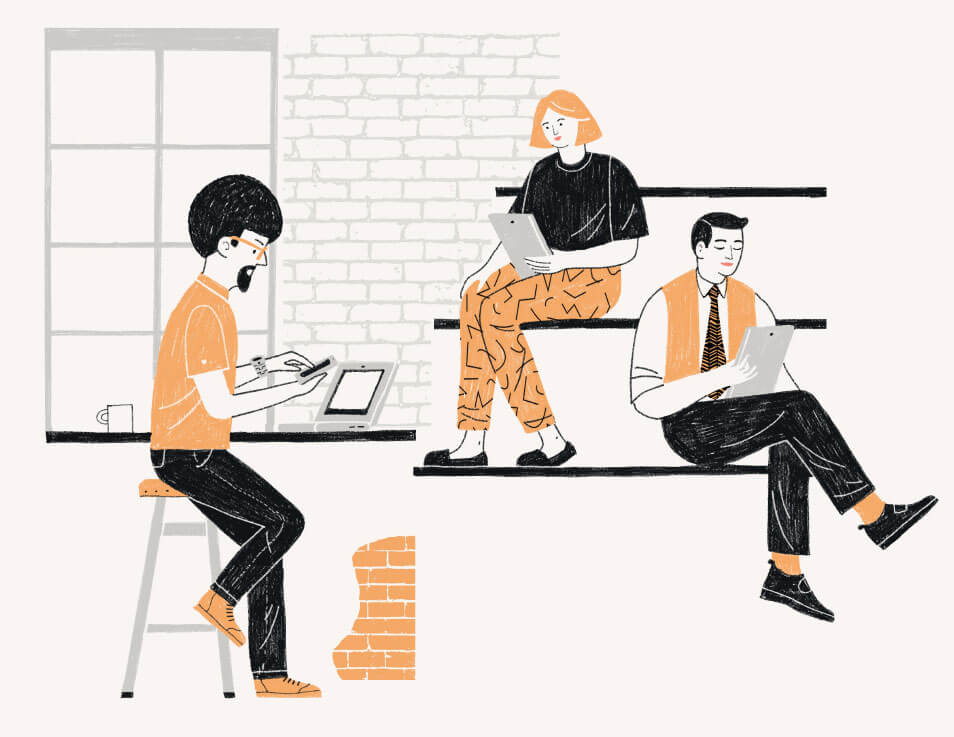 Coworking Illustration - 86 Princess Street Manchester